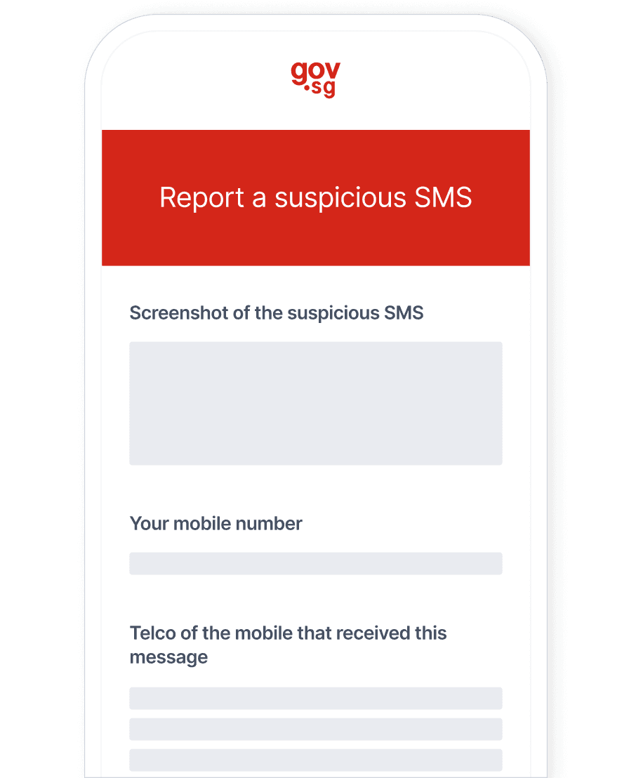 Image of report suspicious sms form 