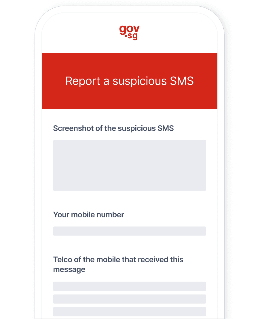 Image of report suspicious sms form